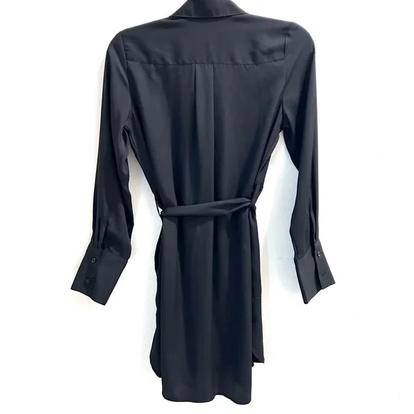 DG2 by Diane Gilman Belted long sleeve Black Dress with White Embroidered Collar - Picture 6 of 6